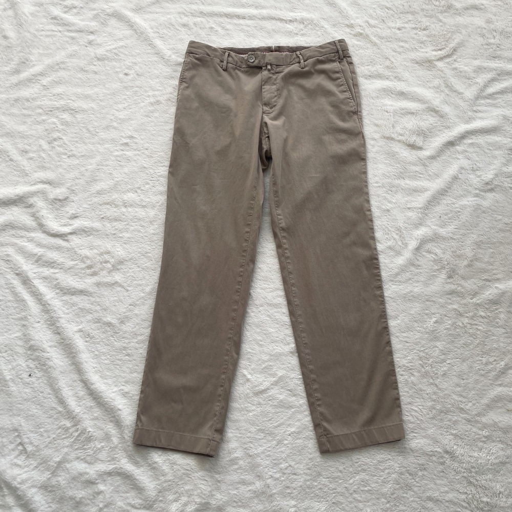 Isaia Napoli Tinto Slim Pants Tan Cotton Chinos Made in Italy PNTS41 Size 48R